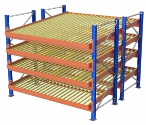 MÃ³dulo Flow Rack dinÃ¢mico com roletes, pronto para movimentaÃ§Ã£o de caixas 